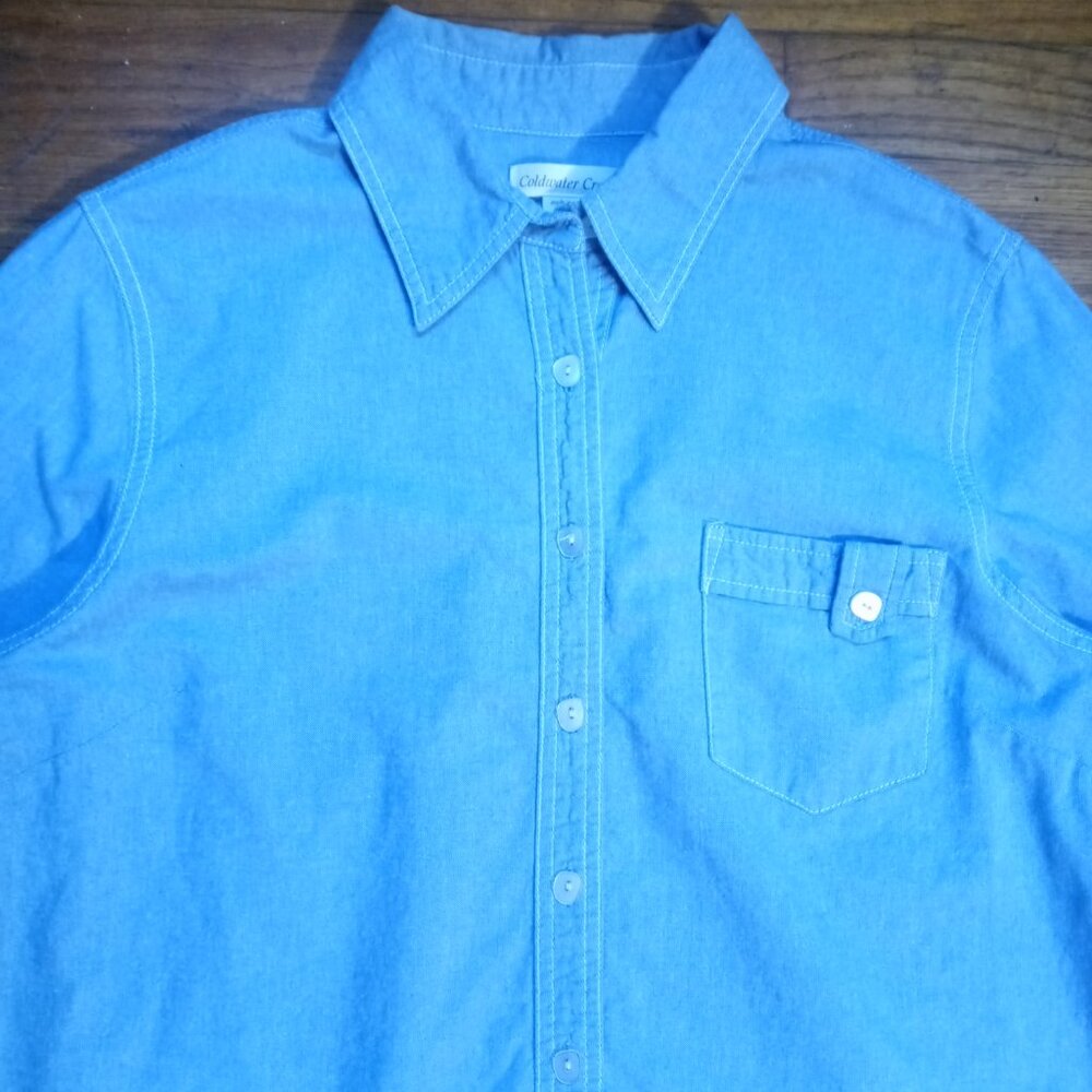 COLDWATER CREEK 3/4 sleeve chambray cotton shirt (LP) - Picture 3 of 12
